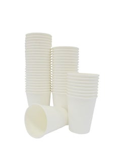 Buy Paper Cups 8oz Single Wall White Disposable Coffee Cups for Hot And Cold Drinks 50 Pieces. in UAE