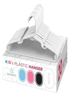 Buy Sharpty Kids Plastic Hangers, Children's Hangers for Baby, Toddler, and Child Clothes - Everyday Standard Use - Ideal for Boys and Girls Closet, Clothing, Pants, Coats, and More - White, 20 Pack in UAE