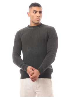 Buy Olive Green Mock Neck Acrylic Pullover in Egypt