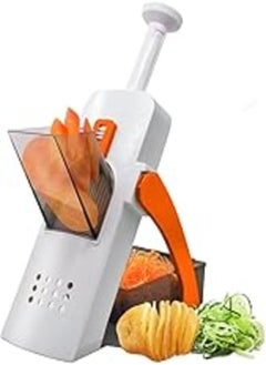 اشتري Vegetable Chopper, Multifunctional Food Chopper Vegetable Chopper, Safe Mandoline Slicer for Kitchen, Vegetable Fruit Meat Cutter with Container, French Fry Cutter (Orange) في مصر