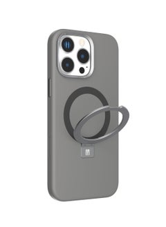 اشتري iPhone 16 Pro Max MagSafe Case Iris Pro Liquide Silicone Cover/ Built-in Kick Stand/ Metal Camera Ring / Hybrid Construction/ Impact Resistant Corners - Grey في الامارات