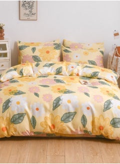 Buy Bedding Set Without Filler, Yellow Color Flower Design in UAE