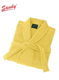 Buy SANDY Luxury Cotton 100% Shawl Bathrobe, Unisex Plush Robe, Perfect for Spa and Shower, XL/2XL Size, Gold in Saudi Arabia