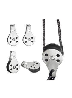 اشتري Pulley Block, 4 Pcs Single Pulley Block,Stainless Steel Pulley Wire Rope Controller Silver Pulley Block Rooll for Sailboat/Washing Line/Gym Fitness في السعودية