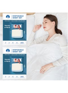اشتري Two Sets of Disposable Bed Sheets, Quilt Cover and Pillow case Set for Travel, Portable Disposable Sheet Ready to use Disposable Bedding Set (Travel 4-Piece Double) 2 Sets في السعودية