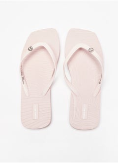 Buy Textured Slip-On Thong Slippers with Metallic Accent in UAE