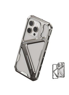 Buy Titanium Alloy Armor Frame Case for iPhone 14/15 Pro Max, Lightweight Aluminum Bumper Case, Minimalist Frameless Metal Protection (Titanium Original Color) in UAE