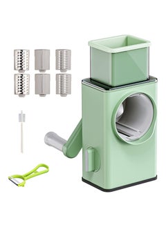 Buy Rotary Vegetable Cutter + Cheese Grater -  Vegetable Shredder Round Mandoline Slicer, Grater, Salad Maker - Large Feed Port - Suction Base - Vegetable, Fruit, Cookie, OREO, Nuts (Green) in UAE