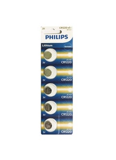 اشتري 5-Pieces Philips CR1220 Lithium Cell 3V Batteries في الامارات