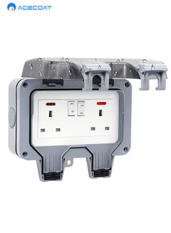 Buy Weatherproof Outdoor Sockets, Double Waterproof Switched Power Socket IP66, Wall Electrical Outlets with Cover, 13A 2 Gang Plug Sockets, for Garden & External Electrical Outlet, Grey (Double-UK) in Saudi Arabia