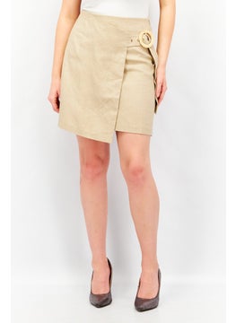 اشتري Women Plain Mini Skirt, Beige في الامارات