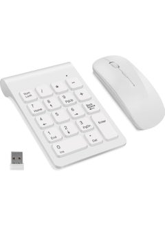 Buy Wireless Numeric Keypad, Mini 2.4G 18 Keys Number Pad, Portable Silent Financial Accounting Numeric Keypad Keyboard Extensions with Wireless Mouse for Laptop, PC, Desktop, Notebook. in UAE