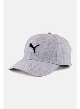 Buy Men Stretch Fit Embroidered Logo Cap, Light Grey in Saudi Arabia