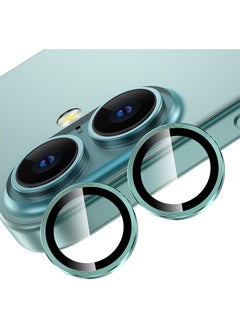 Buy Camera Lens Protectors for iPhone 16/16 Plus Armorite Individual Lens Protectors, Scratch-Resistant Ultra-thin Tempered Glass with Aluminum Edging, (Teal) in UAE