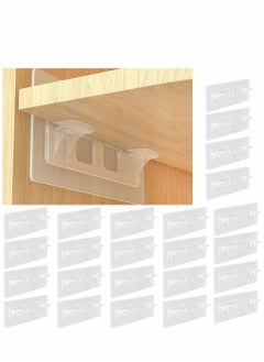 Buy Punch Free Shelf Support Pegs, 24 Pcs Clear Self Cabinet Adhesive Shelves Clips, Strong Holder Pin for Closet, Brackets, Clapboard Layer in Saudi Arabia