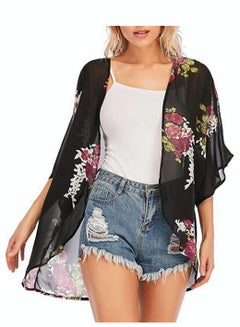 Buy Womens Beach Cover ups Floral Print Kimono Casual Cardigans Beach Dress Swimsuit Cover ups in UAE