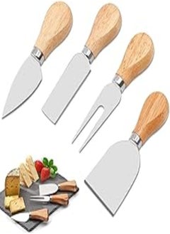 اشتري GWL Cheese Knife Set, 4 Piece Cheese Knife Set,Wood Handle Butter Spreader, Stainless Steel, Hard & Soft Cheese Slicer, Serving Fork, Cheese Spreader Parmesan Knife Kitchen Tools في مصر