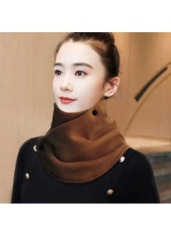 اشتري Winter Velvet Thickened Warm Neck Protection Scarf for Men and Women Riding Cold-proof Windproof Multifunctional All-match Scarf Neck SetCoffee [double button fleece neck]] Coffee [double button fleece neck]] في الامارات