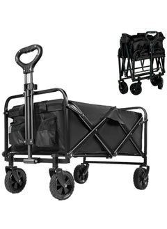 Buy Outdoor Wagon Collapsible with Removable Fabric Festival Garden Camping Picnic Cart Supports Max 150kg Portable Transport Trailer Black in Saudi Arabia