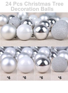 Buy Christmas Balls 24 Pcs Christmas Tree Decoration Balls Silver in UAE