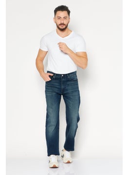 Buy Men Straight Fit Wash Stretchable Denim, Navy in UAE