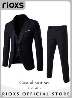 Buy Men's 3 Pieces Formal Blazer Suit Two Buttons Slimming Blazer Jacket & Long Blazer Pants & Four Buttons Vest for Business Wedding Prom Dinner in UAE