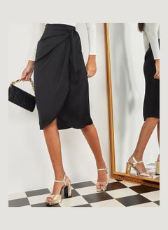 Buy Satin Wrap Core Midi Skirt in Saudi Arabia