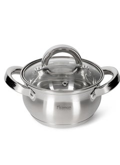 Buy Stockpot with Glass Lid 1300mL with Measuring Mark, Stainless Steel 18/10 Inox30 Stockpot Felina Series in UAE