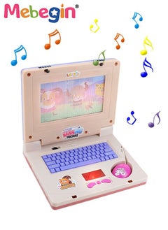 اشتري Kids Learning Laptop with Music and Light, Play Laptop Computer Electronic Educational Learning Computer, Simulation Music Preschool Pretend Toys with Retractable Mouse for Early Learning, Pink في السعودية