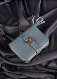 Buy Leather Flip Wallet & Card Holder with 7 Pockets and Zipped Pocket Blue in Egypt