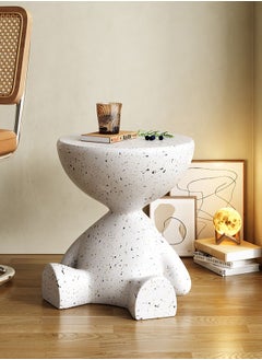 Buy Terrazzo Side Table Bedside Table Coffee Table Cafe Table Sofa Side Table End Table Snack Table Fashion Design for Living Room Bedroom Office Retail White H43xL40xW38 cm in UAE