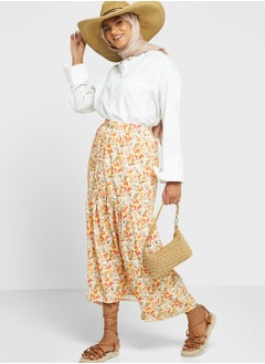 Buy Yoke Detail Printed Skirt in Saudi Arabia