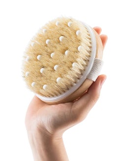 Buy Lifenpure™ Exfoliating  wooden round bath Body Brush in UAE