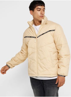 Buy Logo Tape Detail Puffer Jacket in UAE