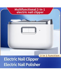 Buy 2 in 1 electric automatic nail clipper nail file clipper and polisher with lighting electric polisher nail clipper in UAE