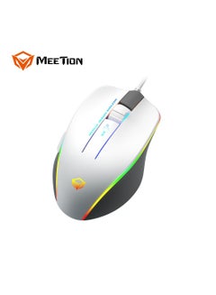 اشتري MEETION MT-GM230 gaming style professional gaming mouse lighting 12800 DPI adjustable wired RGB gaming mouse white في الامارات