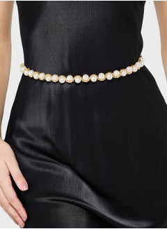 Buy Twisted Pearl Detail Chain Belt in UAE