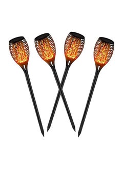 Buy Pack Of 4 Pcs Solar Lights Upgraded Camping Light 78CM Waterproof Flickering Flames 33 LED Torches Lights Outdoor Solar Landscape Decoration Lighting Auto On/Off Pathway Lights For Garden Patio Yard in UAE