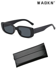 Buy Retro Rectangle Sunglasses Women and Men Vintage Small Square Sun Glasses Protection Glasse, UV400 Protection Glasse, Vintage Driving Glasses 90’s Fashion Narrow Square Frame Black in Saudi Arabia