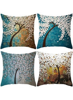 اشتري Cover 45X45 set of 4pcs Decorative Throw Pillow Case 18X18inch Digital Print Cherry Blossom home decorative pillow cover (Set Design 1) في الامارات