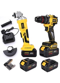 Buy JINSOO 48V High Power Cordless Grinder, 3/8 Inch Brushless Drill with Lithium Battery and Charger, Industrial Grade Angle Grinder Drill 2 in 1 Multi-function Set in Saudi Arabia