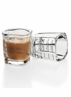 Buy Espresso Cup, 2Pcs Measuring Cup Heavy Glass Special Drink Increment Measurement 2 oz 60 ml transparent in UAE