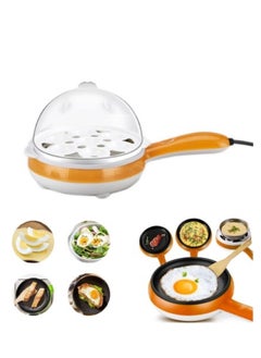 Buy 2 in 1 Electric Egg Boiling Cooker Steamer With Nonstick Frying Pan Multifunctional Electric Hot Pot For Sauté Boil Fry And Steam Temperature Control Easy Clean Silicone Spatula Egg Rack Included in UAE