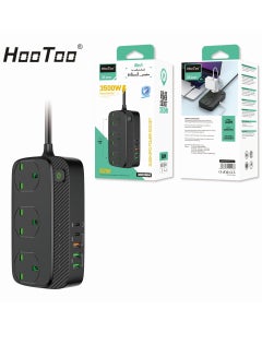Buy Electrical Extension Socket with 3 way power socket and 3 USB Ports 12W and 2 Type-c ports 20W PD 3meter Black from Hootoo in Saudi Arabia