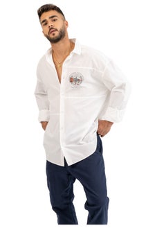 اشتري Poplin Shirt With Thin Rubber Print On Chest في مصر