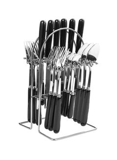 Buy 24-Piece Stainless Steel Knife Fork and Spoon Gift Box Set Black Ceramic Handle Pure in Saudi Arabia