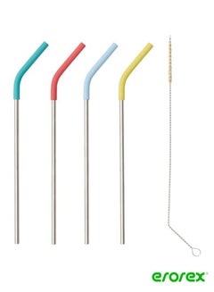 Buy Drinking straws cleaning brush stainless steel silicone multicolour in Saudi Arabia