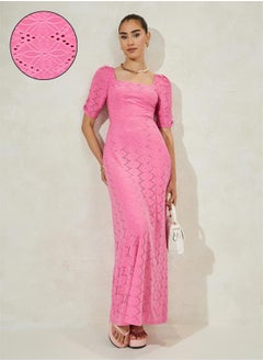 Buy Self Design Half Sleeves A-line Maxi Dress in Saudi Arabia