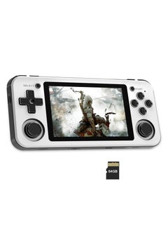 Buy RG351P Handheld Game Console, Opening Linux Tony System Built-in 64G TF Card 2500 Classic Games 3.5-inch IPS Screen Retro Game Console (White) in UAE