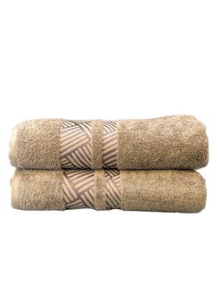 Buy Premium 2-Piece Bath Towel Set - 500 GSM 100% Cotton Terry - Quick Dry and Super Absorbent - Luxurious Bathroom Towel Set - Large 70x140 cm - Rich Brown Color in Saudi Arabia